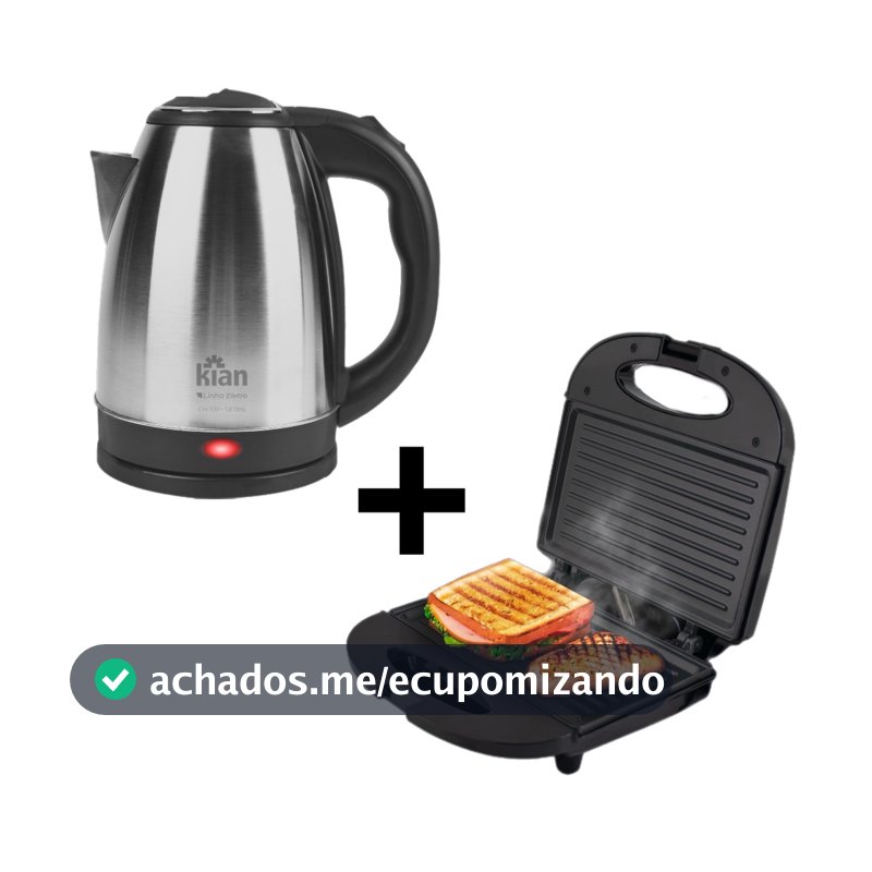 Kit Café Manhã Chaleira Elétrica + Sanduicheira 127v ou 220v Kian/Agratto