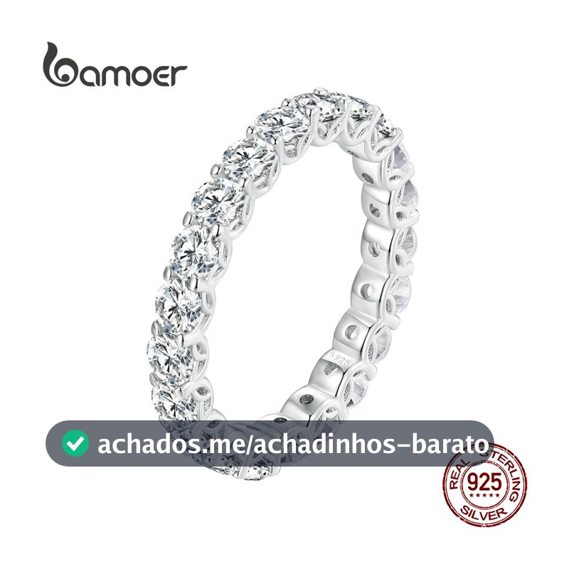Bamoer Silver 925 Design Especial Casal Moissanita Anéis Moda Jóias Presentes MSR029