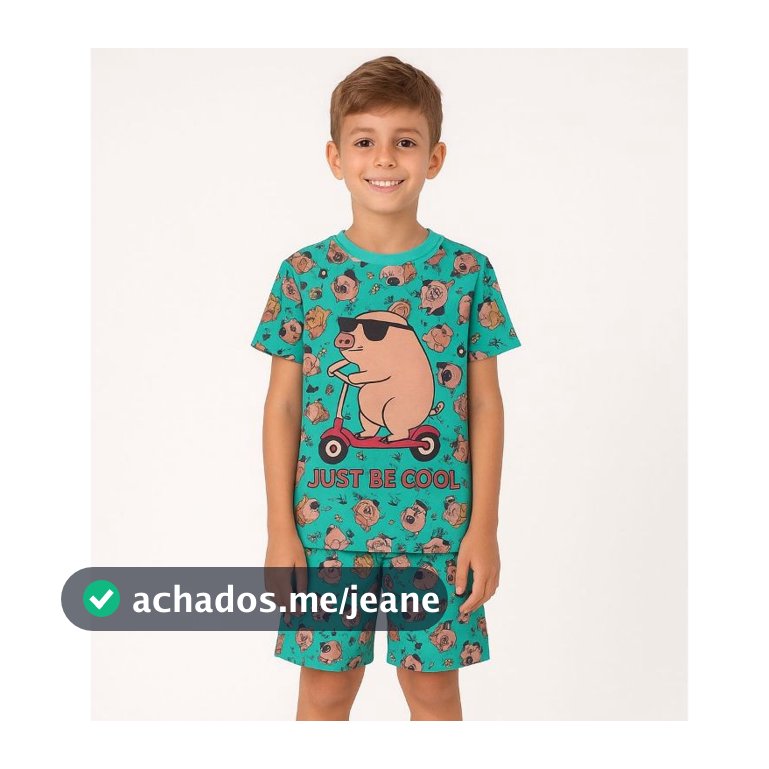 Pijama Infantil Masculino Verão Capivara Patinete