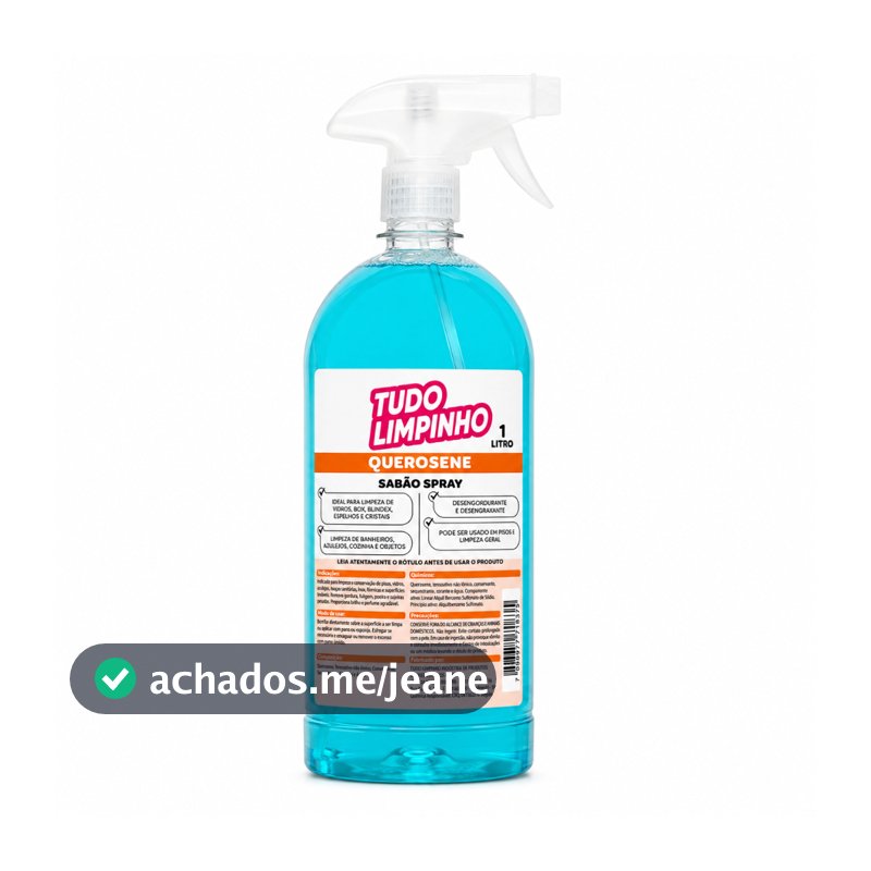 SPRAY SABÃO DE QUEROSENE LIMPA VIDROS TUDO LIMPINHO 1 LITRO
