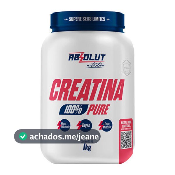 Creatina Monohidratada 1kg Absolut Nutrition 100% Pura Vegan Força e Ganho de Massa