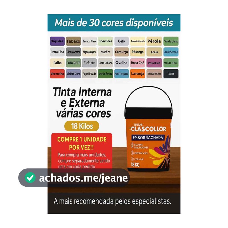 Tinta Manta Emborrachada 18KG Cores Diversas Lavável Impermeabilizante Flexível