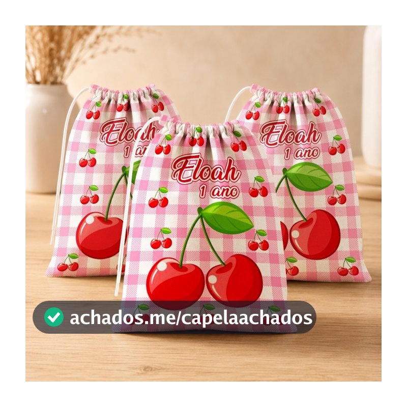 Kit 30 Cereja Cerejinha  Lembrancinha Personalizada para Festa Infantil Aniversário e Eventos (15x20)