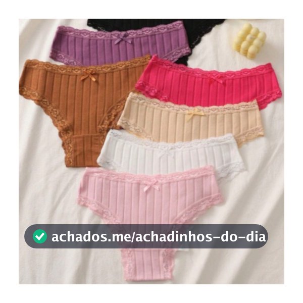 Kit Calcinhas Algodão Canelada Renda Confortável Tanga Feminina Moda Íntima Feminina