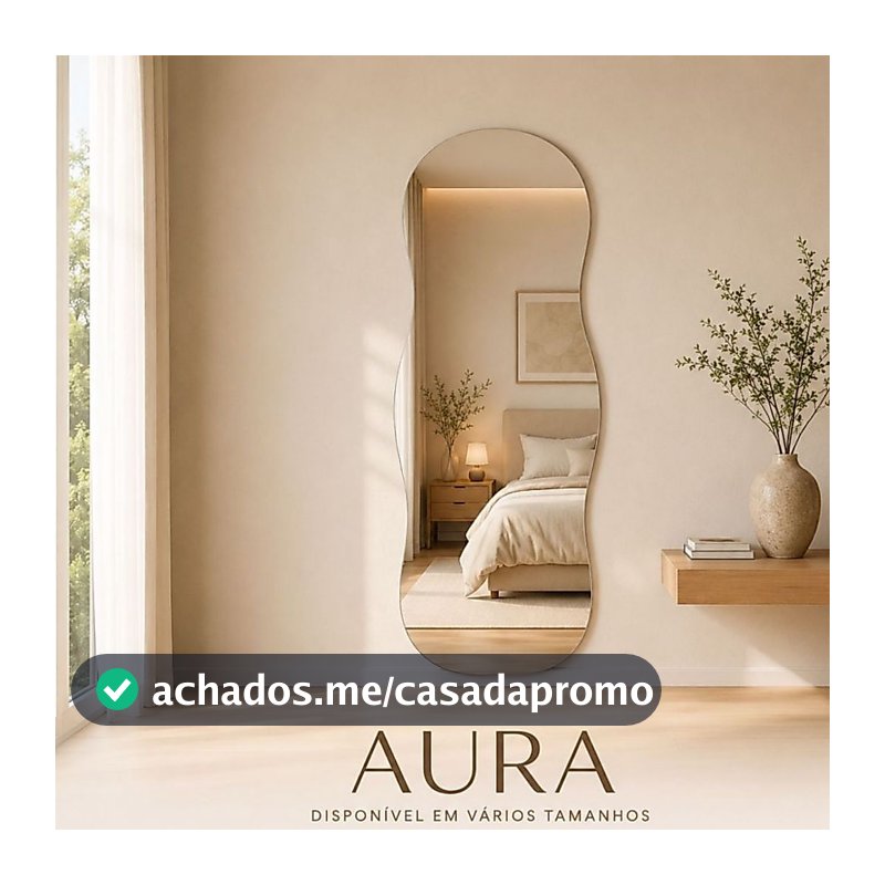 Espelho Lopazzi Grande Corpo Inteiro Decorativo Polido Moderno 90x40cm Quarto Sala Banheiro