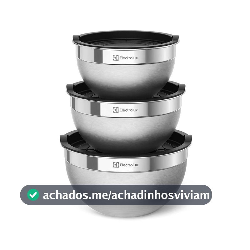 Conjunto Bowls de Inox Electrolux com Tampa Plástica 3 Peças