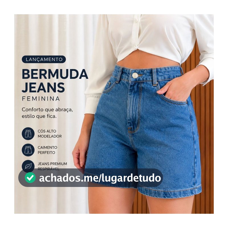 Bermuda MEIA COXA cintura ALTA PREMIUM