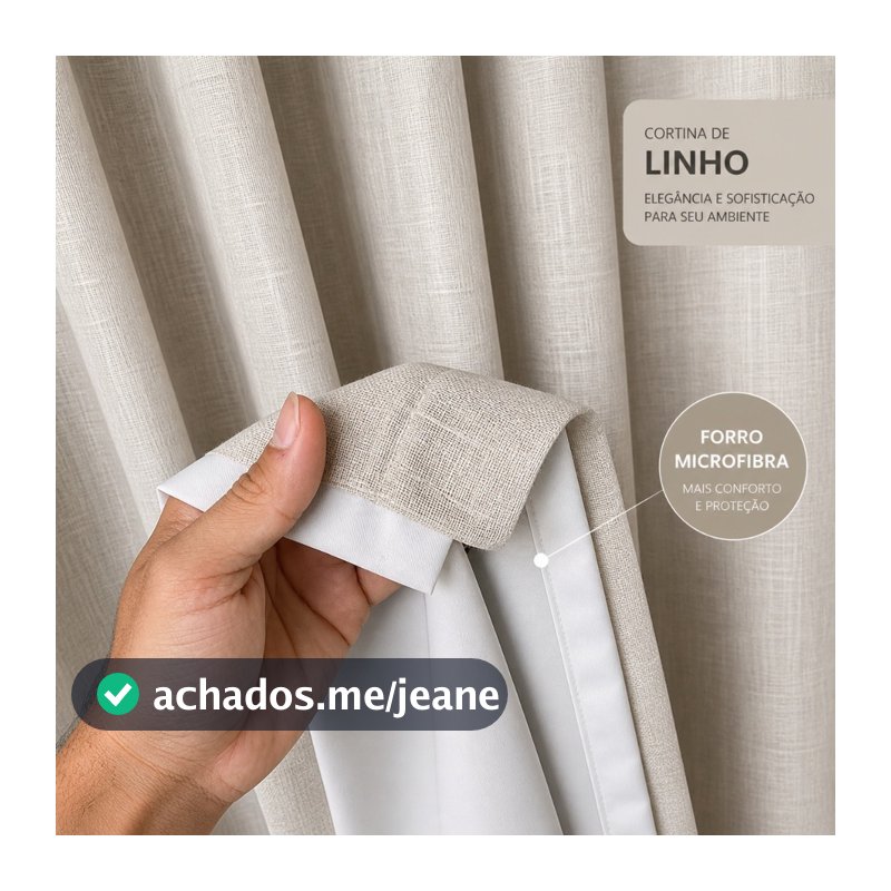 Cortina Sala e Quarto Linho com Forro Microfibra Premium de Luxo