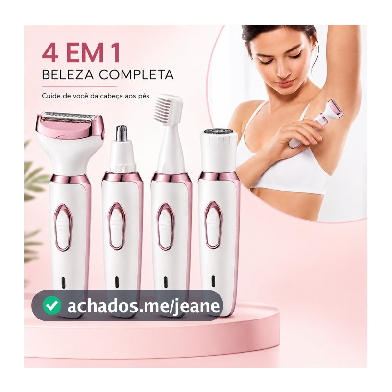 Barbeador Elétrico Feminino 4 Em 1 Depilador Aparador Corpo Íntimo Facial Nariz USB Recarregável