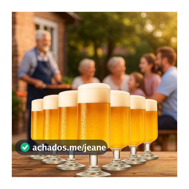 Jogo Taças de Cristal Cerveja Becks 380ml 6 Peças Taças Água e Vinho Linha Premium Ruvolo