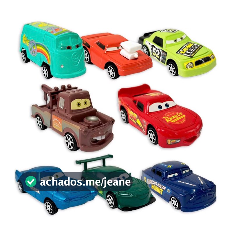 Kit com 8 Carrinhos com Fricção Relâmpago MCqueen Coleçao Completa Envio Rápido