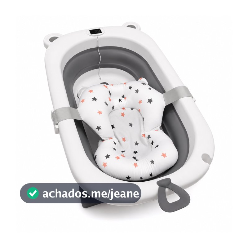Banheira De Bebe Dobrável Portátil Com Termômetro Digital 40 Litros Infantil