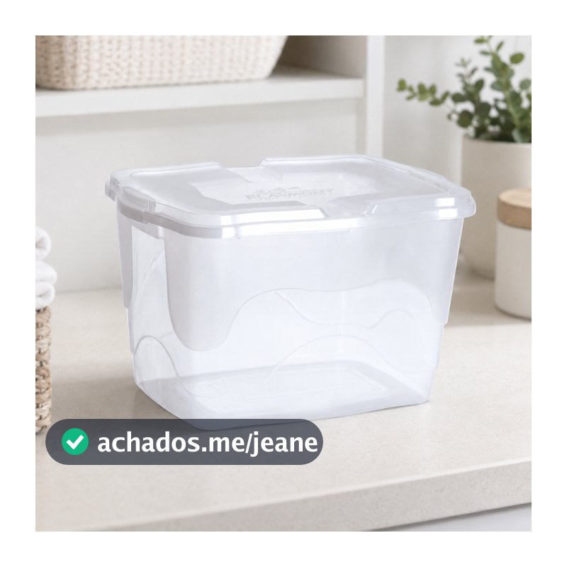 Kit 3 Caixa Organizadora 34 Litros Transparente Organizador Cesto Multiuso Resistente Com Alça Reforçado
