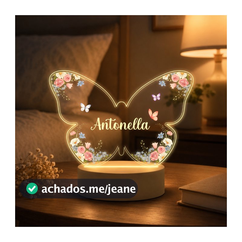 Luminária Uv Colorido Borboleta, Presente Decoração Quarto Abajur, Aniversário, Girassol, Flores, Criança, Chá de Bebê