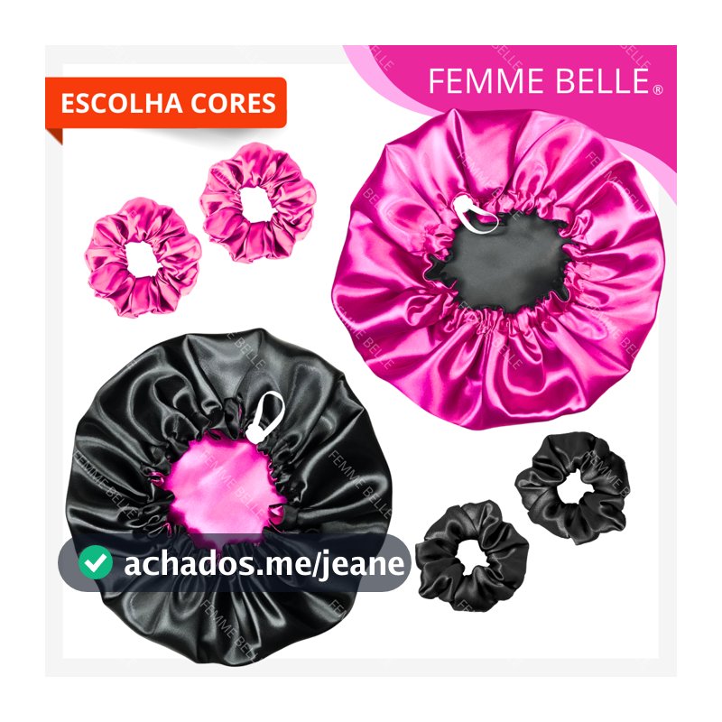 PROMOÇÃO 2 Touca de Cetim Dupla Face com Regulador + 2 xuxinha