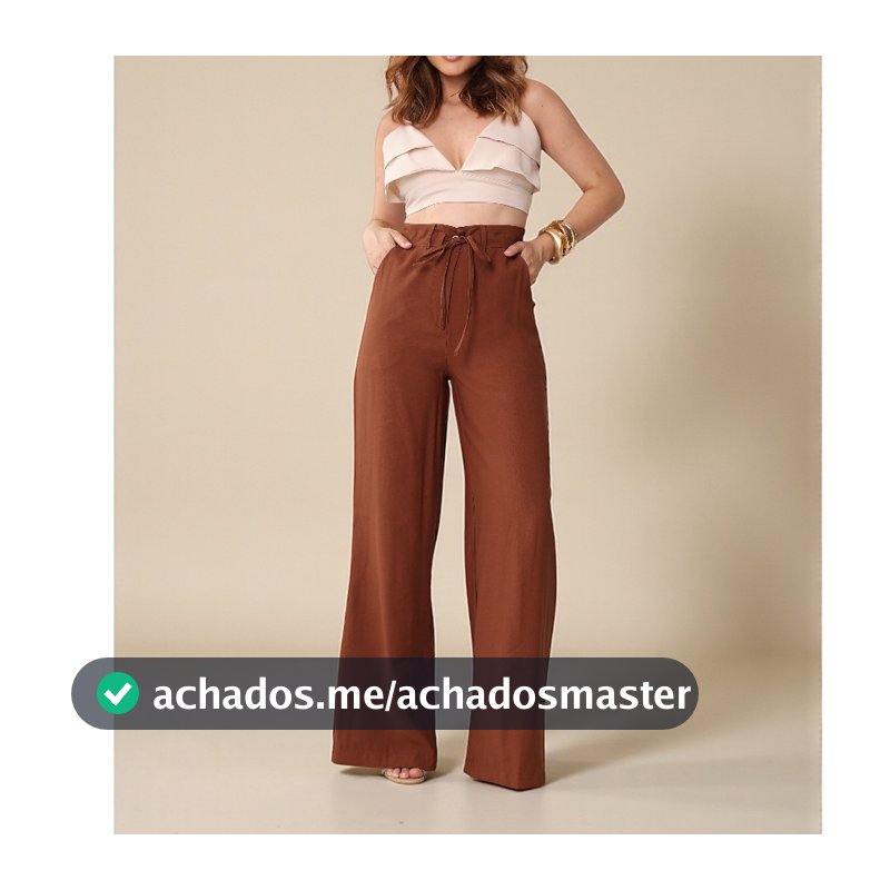 Calça Pantalona Cintura Alta com Amarração Elegância e Conforto Marrante Feminina COD 182