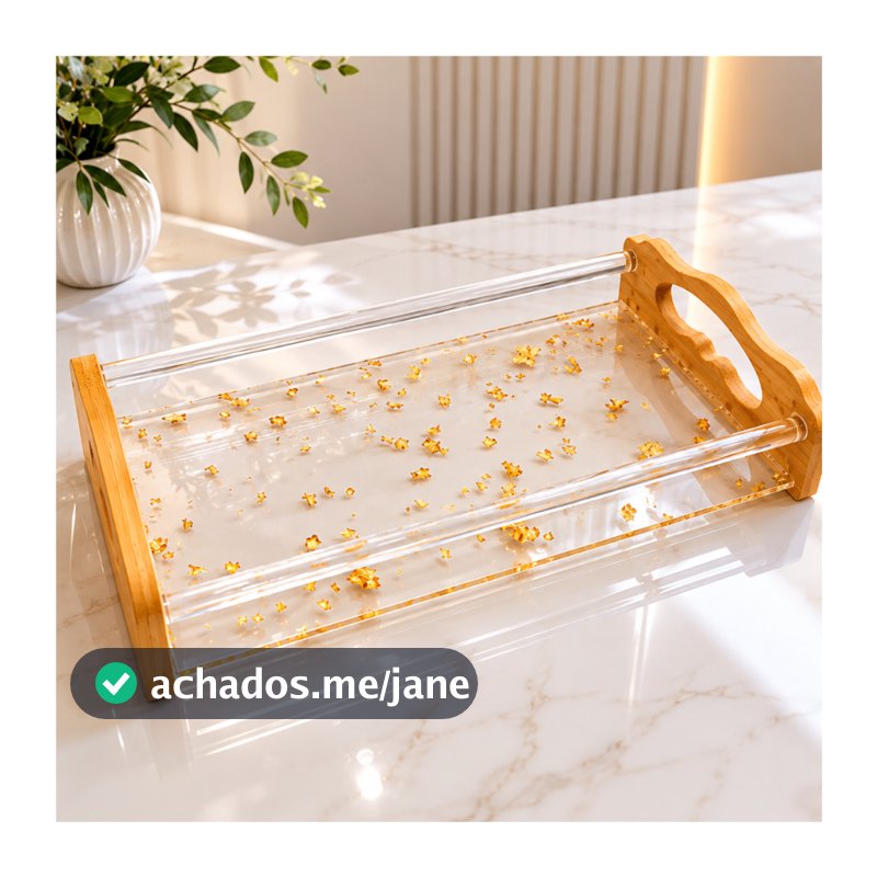 Bandeja Luxo Cristal Decorativa Para Decorar Mesa Cozinha Quarto Acrílica Cantinho do café