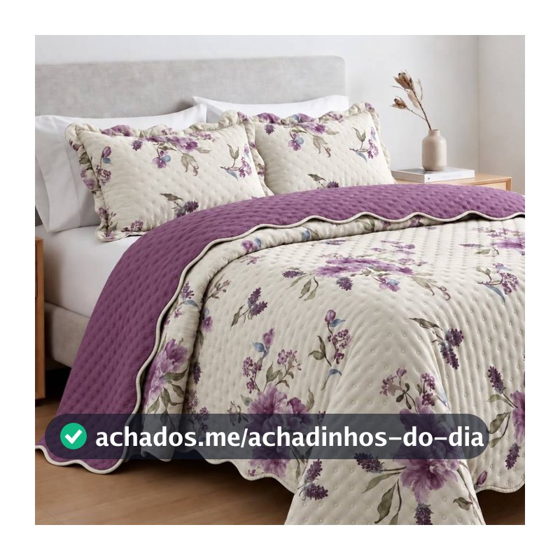 Kit Colcha Cobre leito 3 peças Bella Dots Dupla Face Estampado Premium Exclusivo