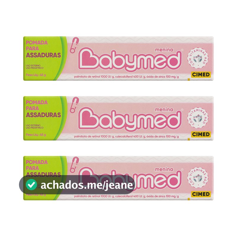 Kit 3 Pomada Assadura Babymed 45g Proteção Bebê Contra Assad