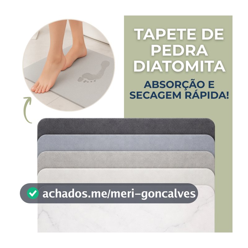 Tapete de Pedra Diatomita Para Banheiro Secagem Rápida 60cm x 39cm Diversas Cores