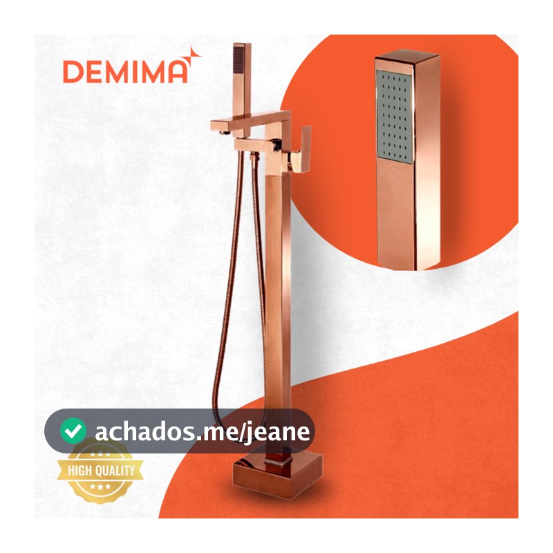 Misturador Torneira De Piso/Banheira Monocomando C/Ducha Rosé Gold Capri - Demima