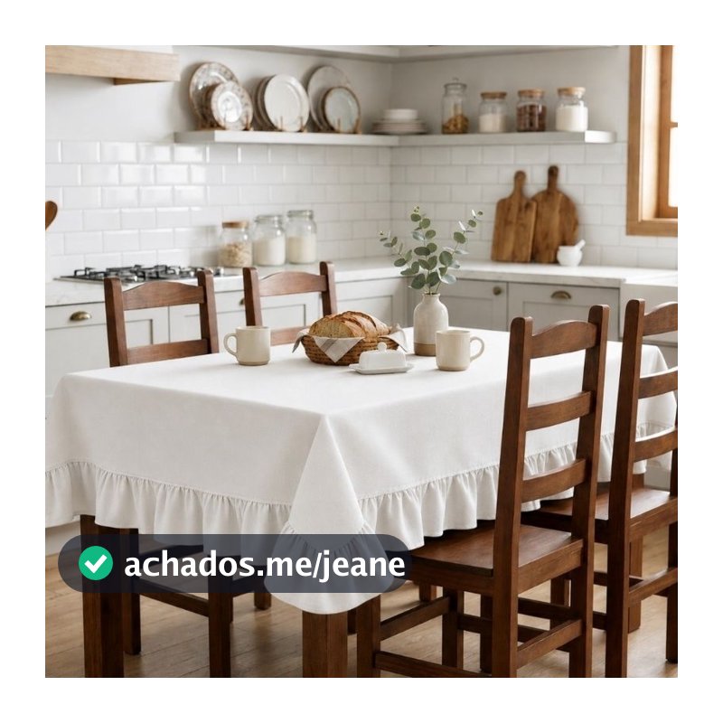 Toalha de Mesa Oxford com Babado | 4 cadeiras | 6 cadeiras | 8 cadeiras