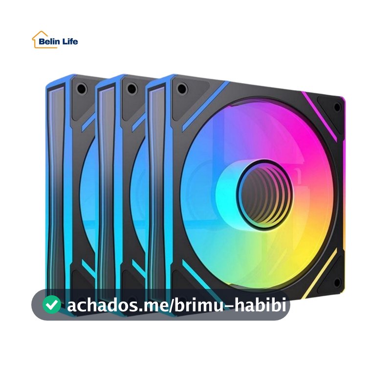 Kit 3 Fans ARGB 120mm Gabinete Gamer 5V 3 Pinos 1300 RPM Silencioso Controle De Luz RGB PC Desktop