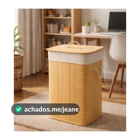 Cesto De Roupa Suja De Bambu Bege Dobrável Com Alças Malular 70L