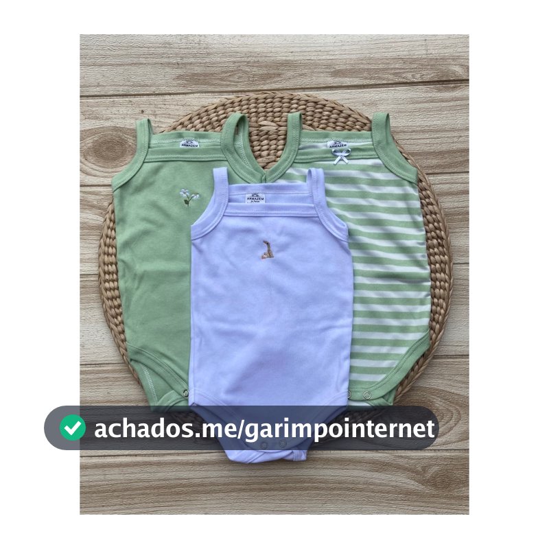 Kit 3 Body Bebê Menina Regata Alcinha 100% algodão Bordado Roupa Infantil de verão Enxoval
