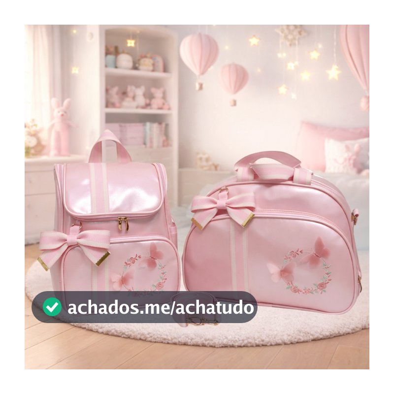 Bolsa Maternidade Grande Rosa 3D Impermeável  Mochila Bebê Luxo Enxoval