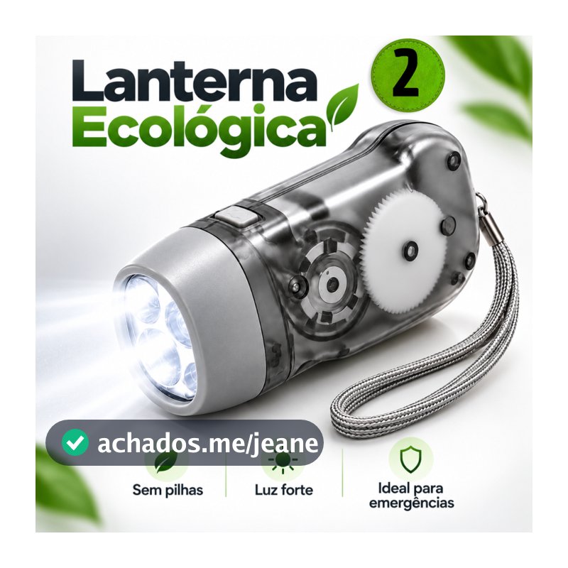 Kit 2 Unidades Lanterna Dinamo Ecologica C/3 Leds Recarregável Emergência