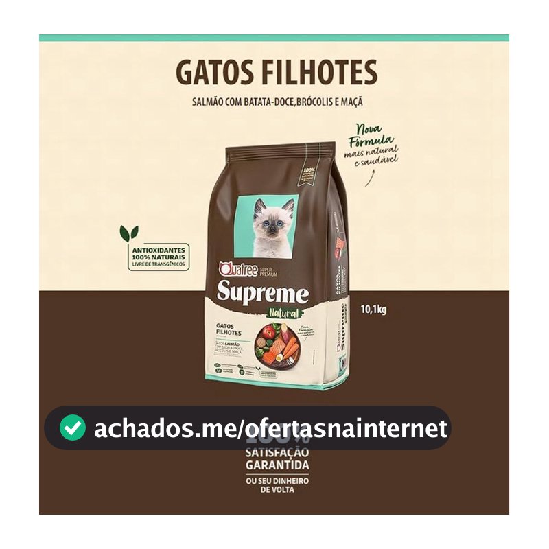 Ração Quatree Supreme Natural Gatos Filhotes Salmão 1kg e 3kg Super Premium