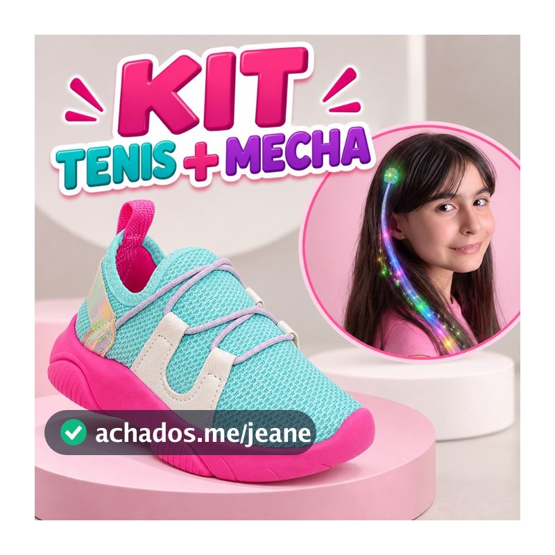 Tenis Infantil Menina Azul Conforto + Kit