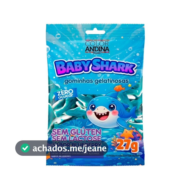 Bala de Gelatina Zero Açúcar 27g Baby Shark Diet Zero Low Sugar Color Andina
