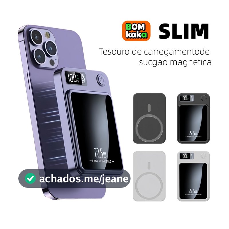 Carregador Portátil Para Iphone Indução Magsafe Powerbank 10000 mAh Battery Pack