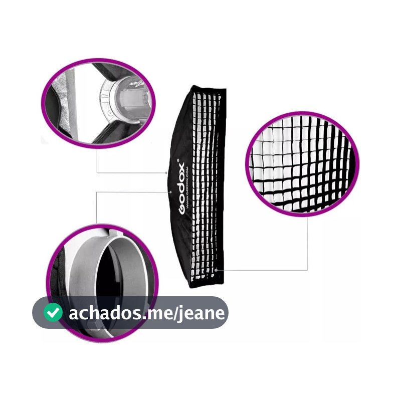 Softbox Strip Light 30x120cm Encaixe Bowens Com Grid