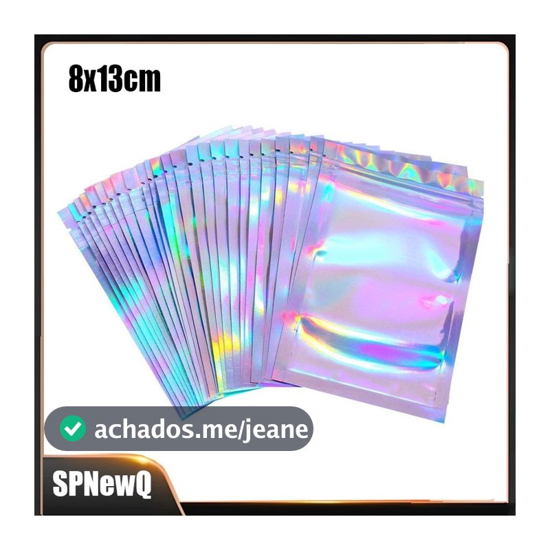 Saco Zip Holográfico Frente Transparente C/ Furo 8x13cm 100u