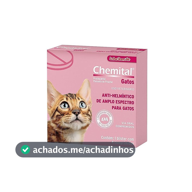 Vermífugo Chemital Chemitec Para Gatos  Embalagem Com 4 Comp