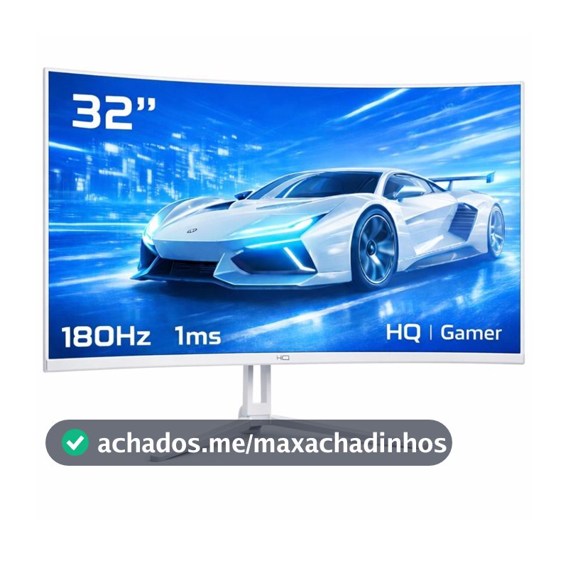 Monitor Gamer HQ 32" Ultra Branco Curvo 1ms, 180Hz, Quad HD (QHD) - 2560x1440, AMD FreeSync, HDMI, DP, HQW32C180