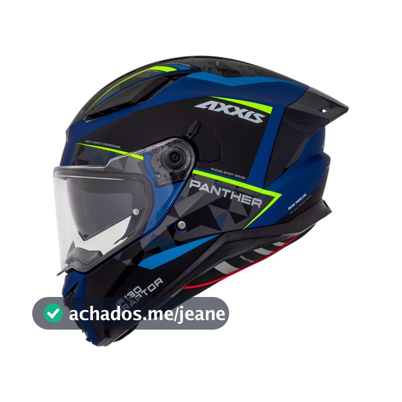 Capacete Moto Axxis Panther Raptor C7 Azul Fosco Com Óculos