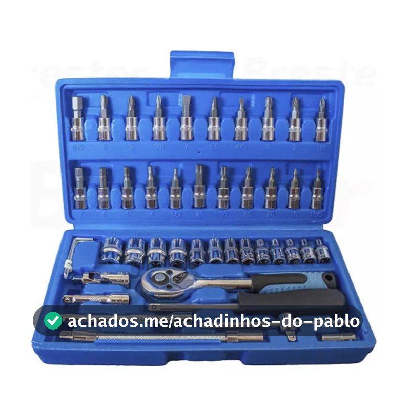 Kit 46 Peças Chave Catraca Jogo Soquetes Allen Torx Ferramentas Profissional Completo