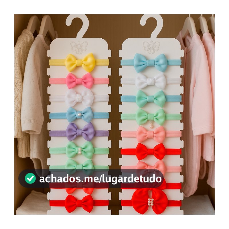 Oferta kit 2 Cabides Porta Faixa Bebê Para Organização dos Laços e Tiaras