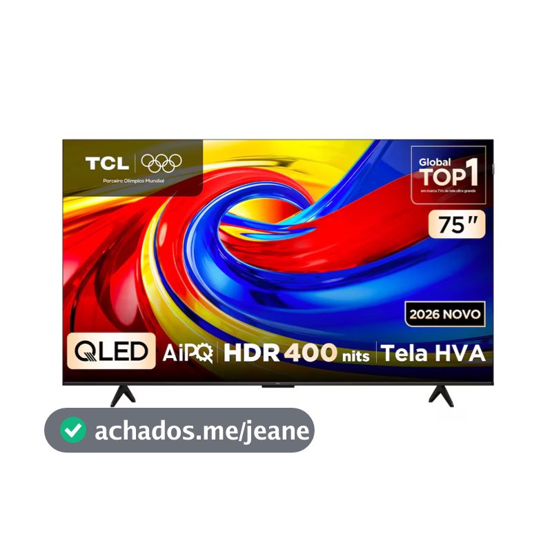 Smart TV 75 4K QLED Google TV até 120Hz Dolby Vision Atmos TCL