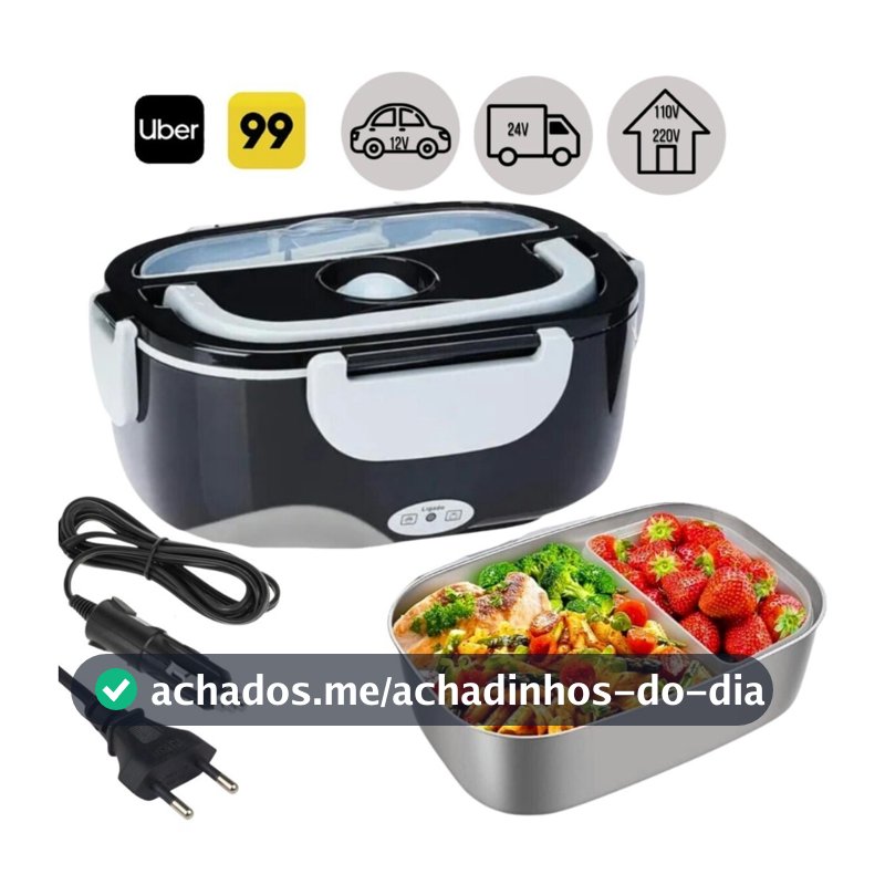 Marmita Elétrica Veicular Tomada Bivolt 110V/220V E 12V/24V - Marmita Térmica Para Comida