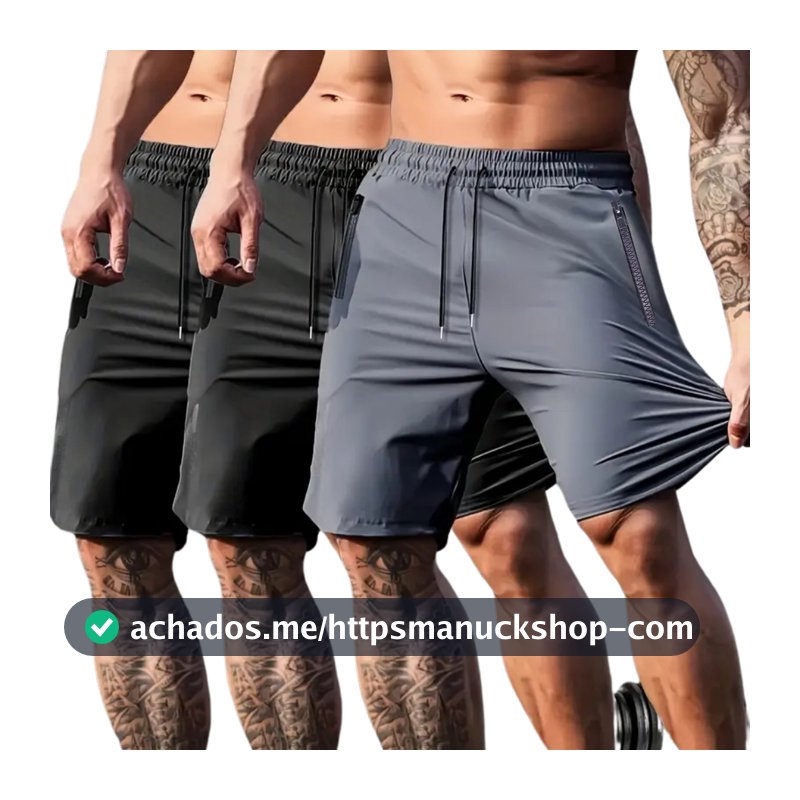 Kit 3 Shorts Masculino Com Ziper Anti-Furto - Bermuda masculina tactel com 10% De Elastano Impermeável