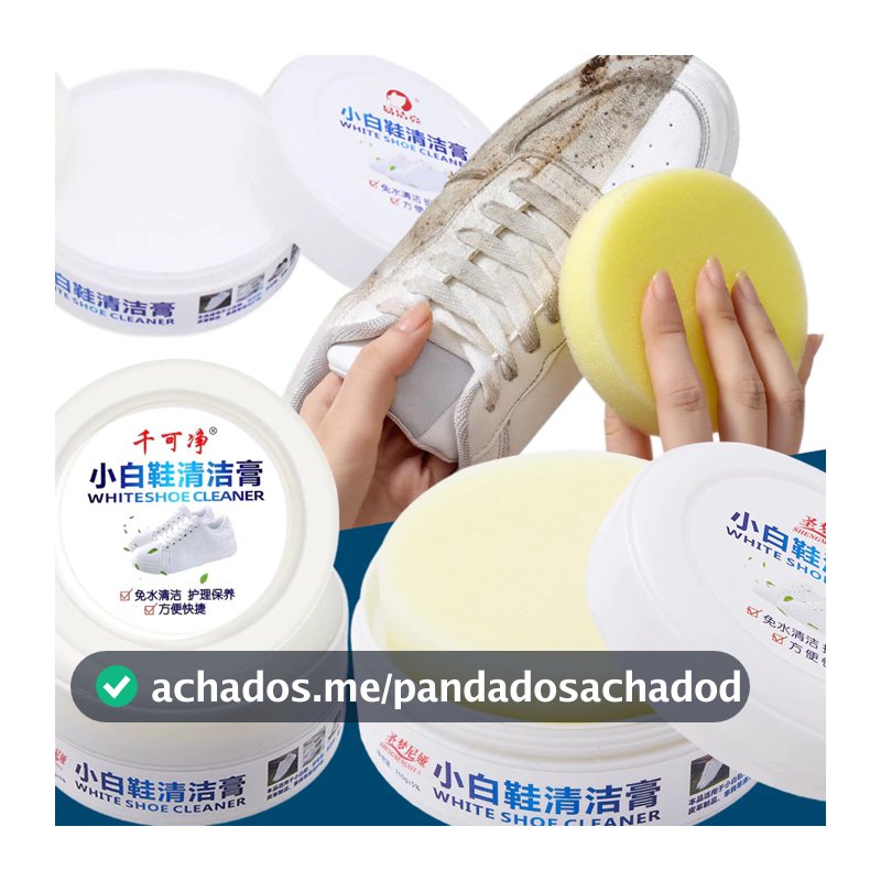 Creme De Limpeza De Sapatos Brancos 120G-Removedor Versátil De Manchas E Solução De Clareamento Com Esponja