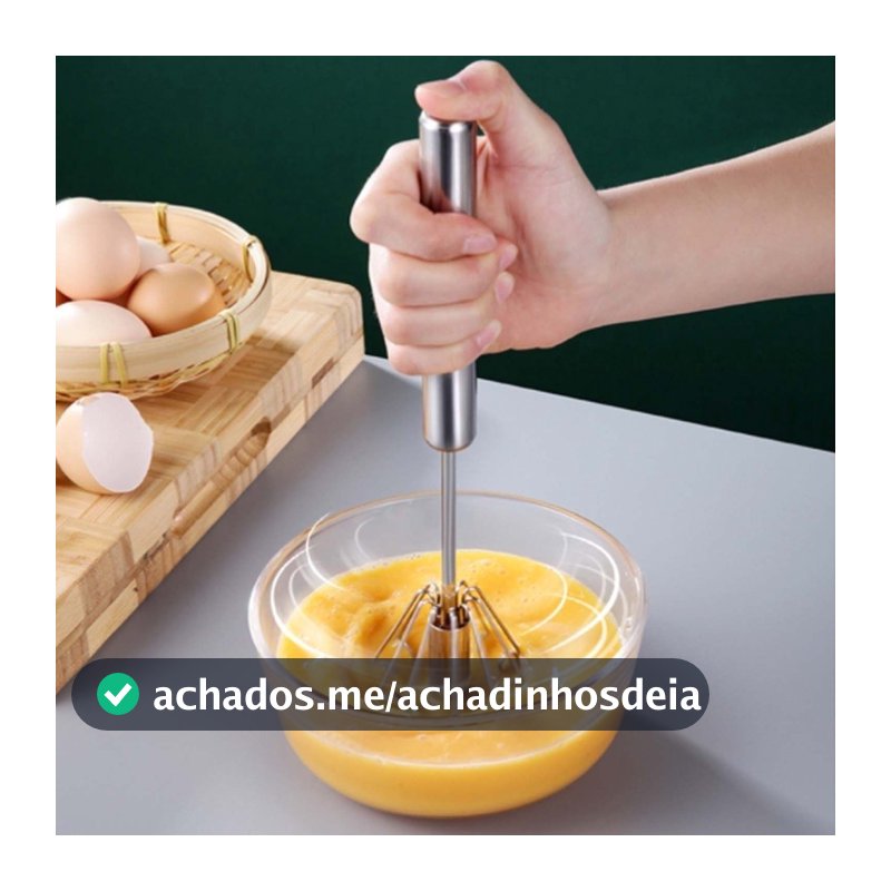 Mixer 30CM x 8CM Manual Inox Batedor Clara Neve Giratório Profissional Ovos Massas Multiuso Prático E Fácil