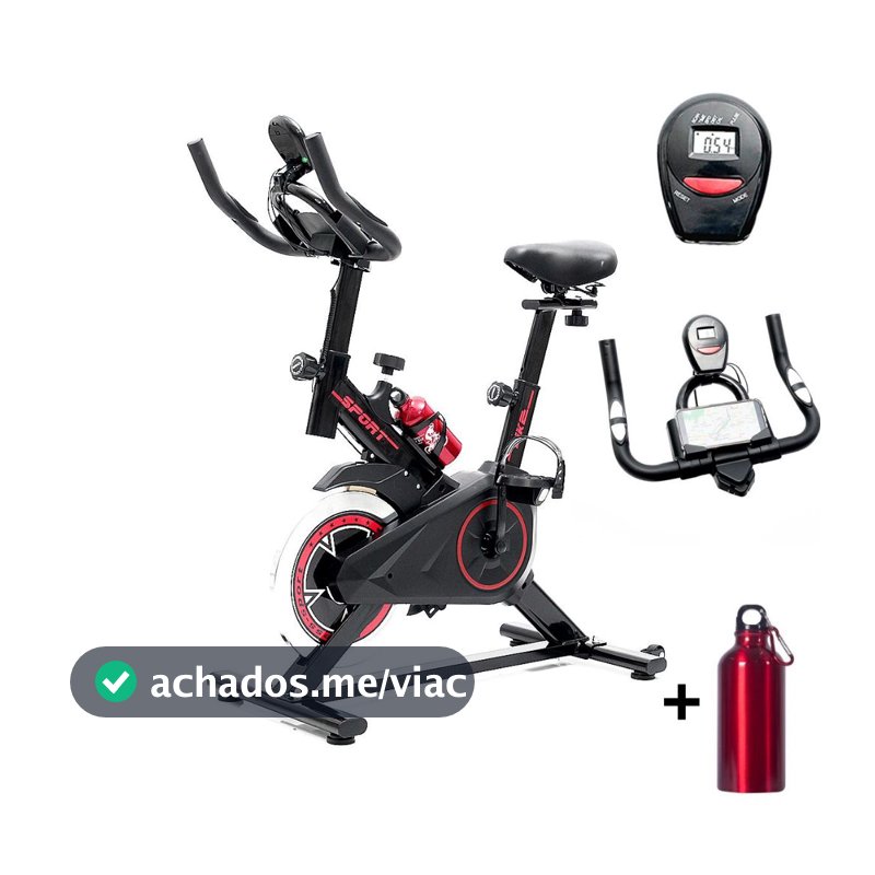 Bicicleta Ergometrica Spinning Academia Bike Fitness Profissional Monitor de Treino Garrafa de Agua