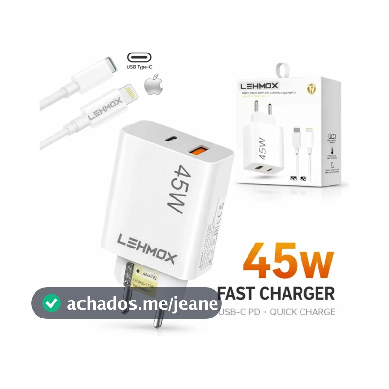CARREGADO CELULAR 45W USB C IPHONE