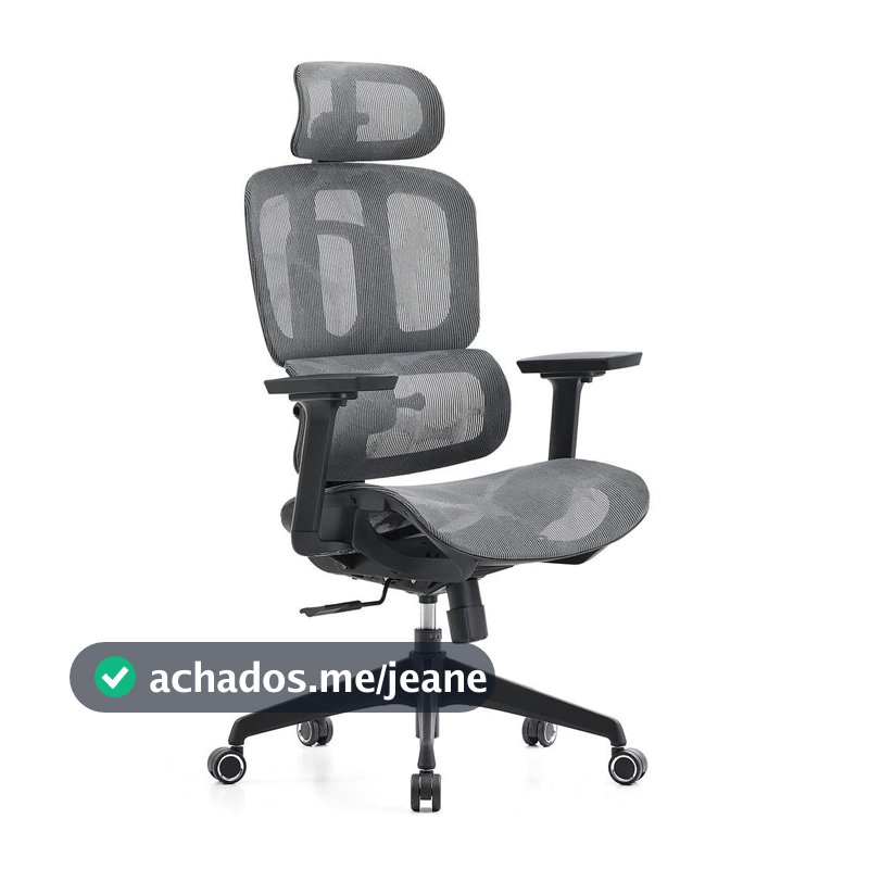 Cadeira de Escritório Dr. Office Business Mesh, 3D, Suporta até 120kg, Preto e Cinza, DR-CH-BNR3DBGF